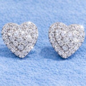 Elegant Silver Heart Stud Earrings